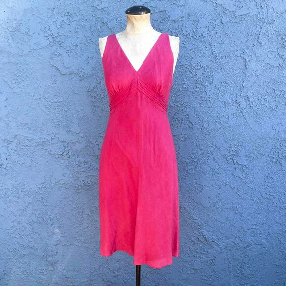 Ann Taylor Linen Dress Size 2 Pink Y2k Midi - Picture 8 of 8